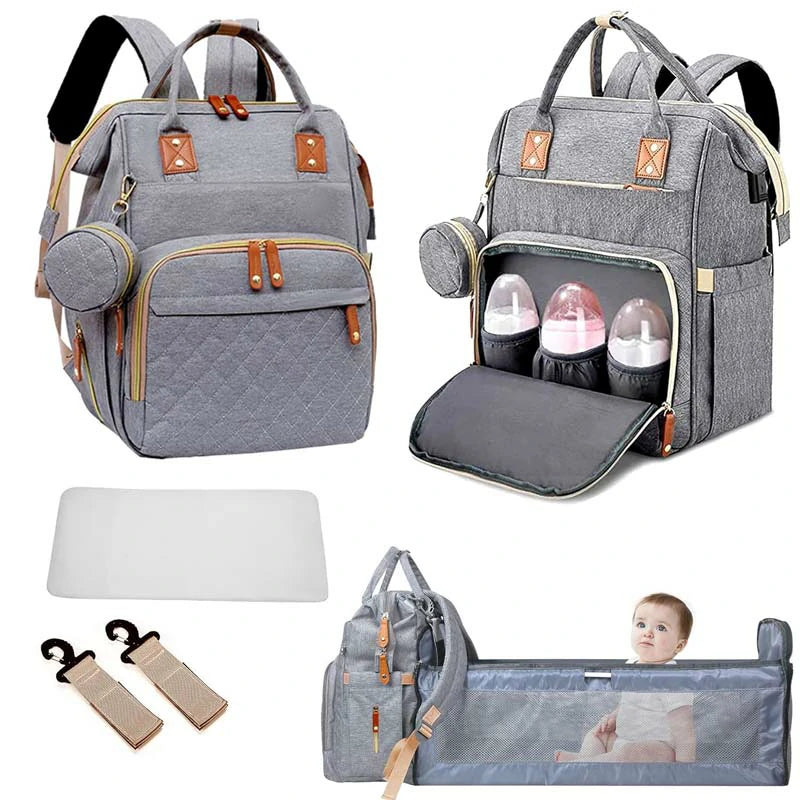 Grey Diaper Bag Backpack