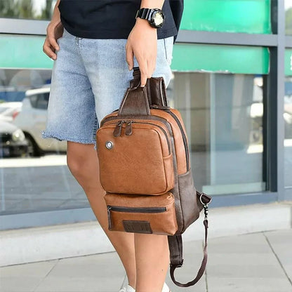 Retro PU leather sling backpack