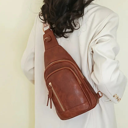 Retro PU Leather Chest Bag