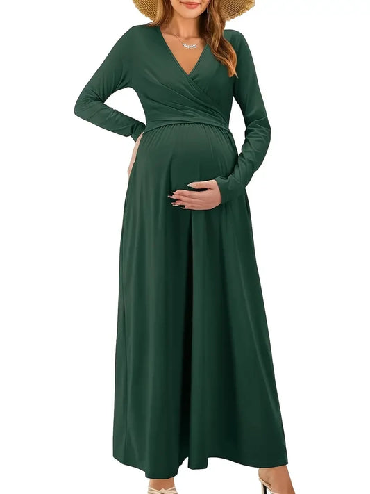 GREEN MATERNITY MAXI DRESS