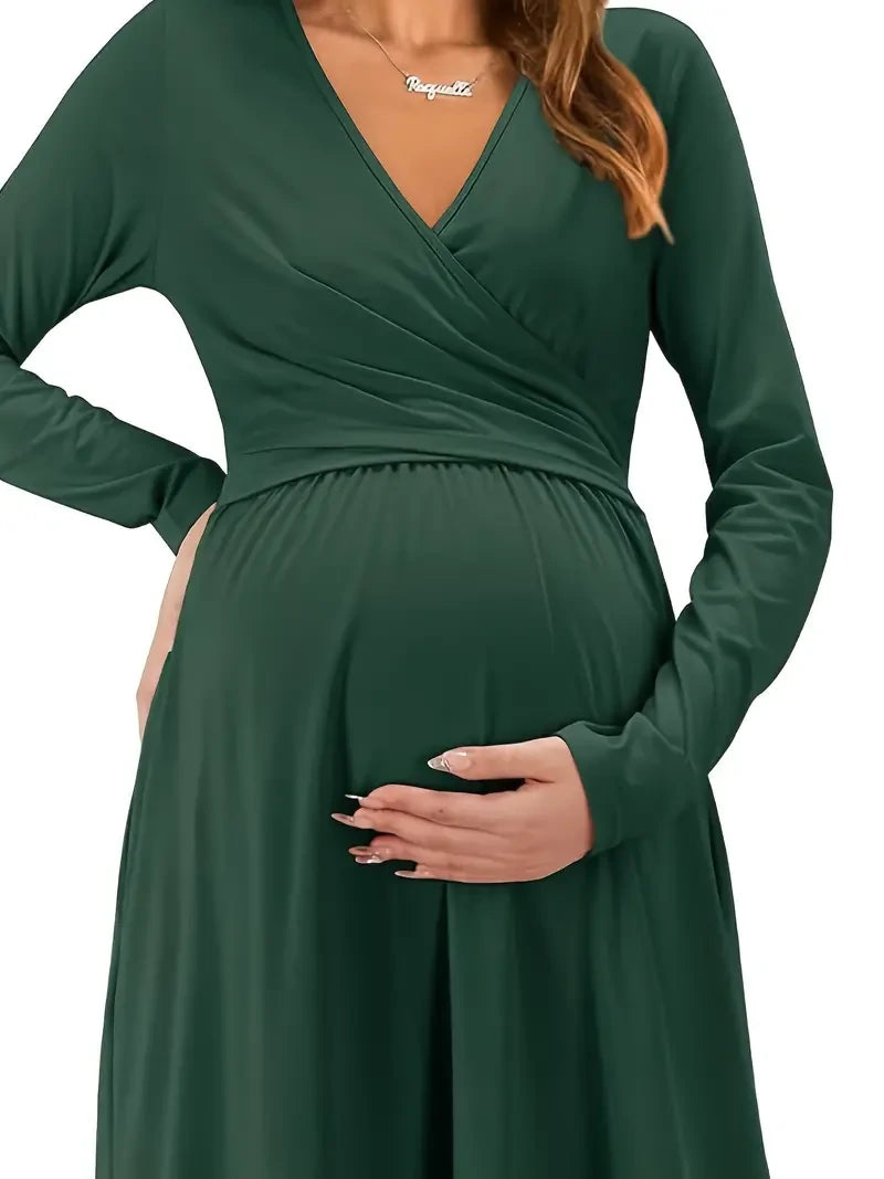 GREEN MATERNITY MAXI DRESS