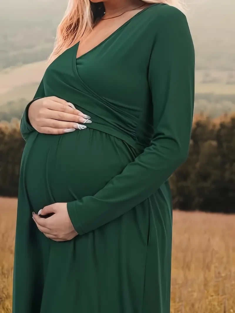 GREEN MATERNITY MAXI DRESS