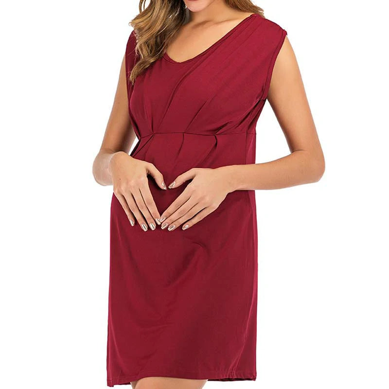 SOLID COLOR MATERNITY DRESS