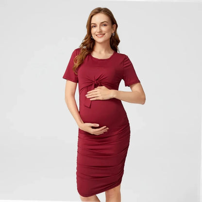 MATERNITY SIDE PLEATED DRESS