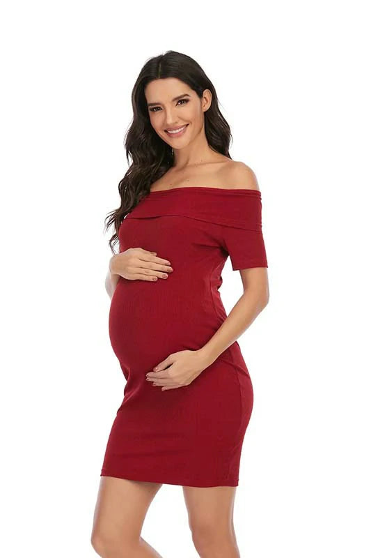 MATERNITY OFF SHOULDER DRESS