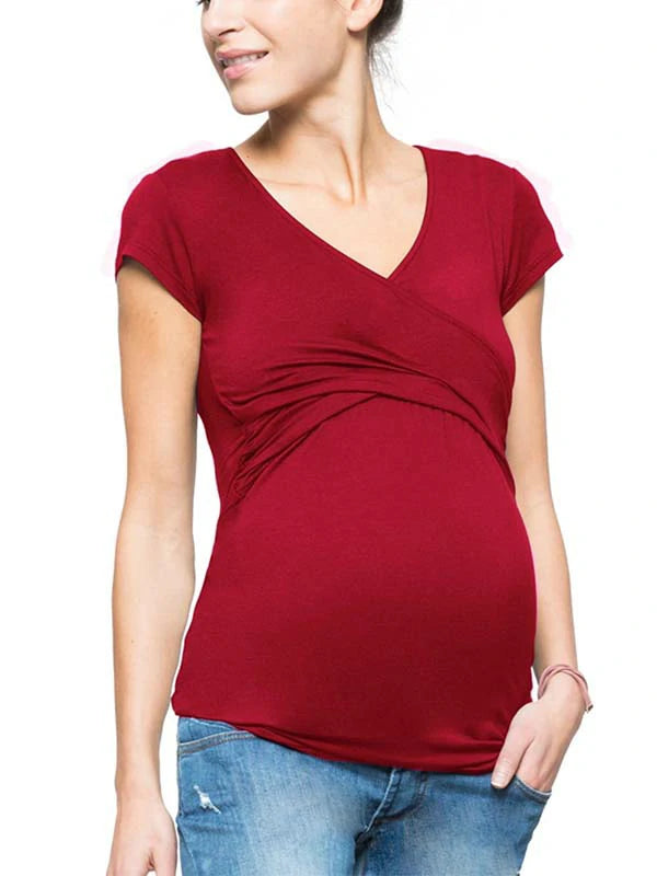 BURGUNDY MATERNITY NURSING TOP