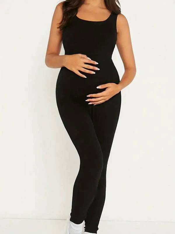 MATERNITY SOLID COLOR JUMPSUIT