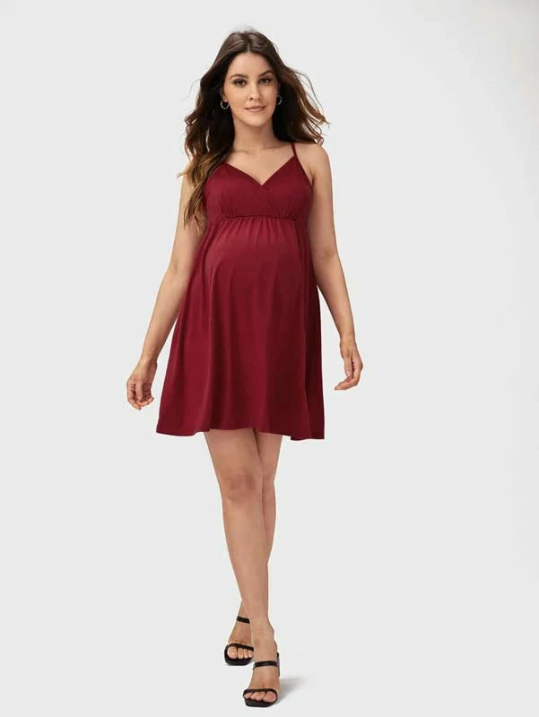 MATERNITY SOLID FLARED HEM SLIP DRESS