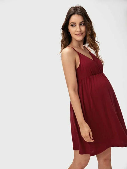 MATERNITY SOLID FLARED HEM SLIP DRESS