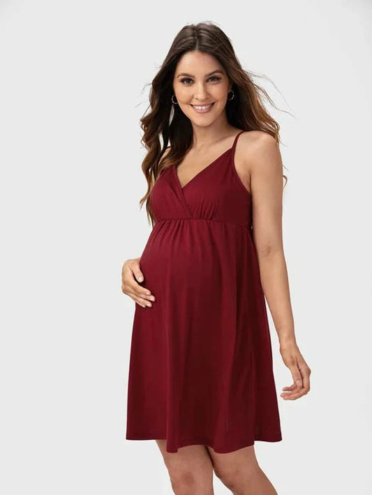 MATERNITY SOLID FLARED HEM SLIP DRESS