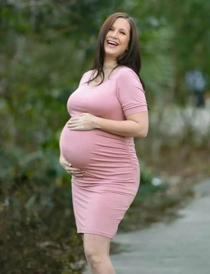 MATERNITY SLIM DRESS PINK