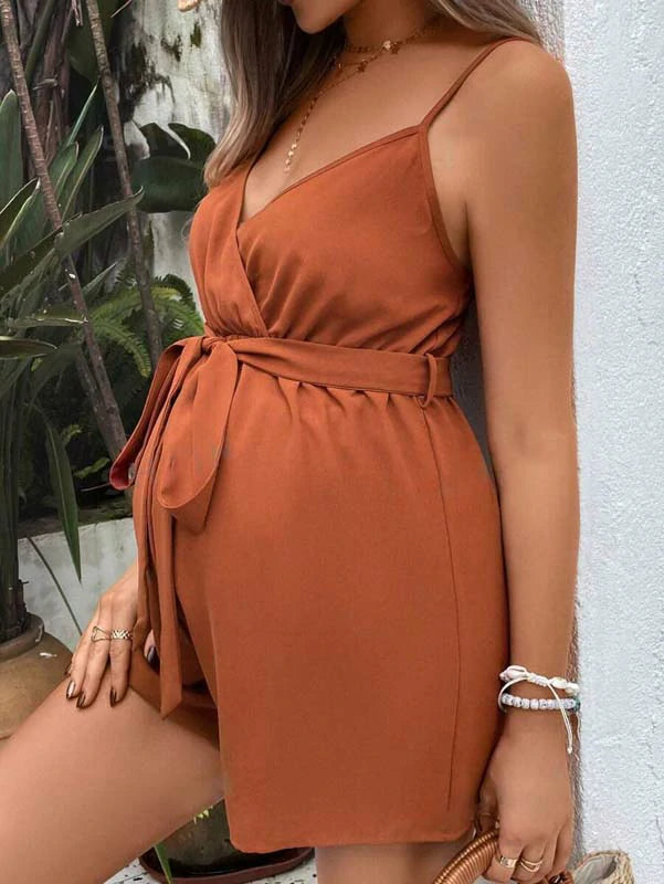 ORANGE MATERNITY ROMPER