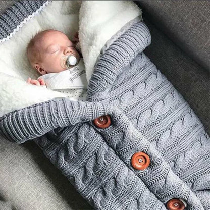 Baby Button Knitted Swaddle Blanket