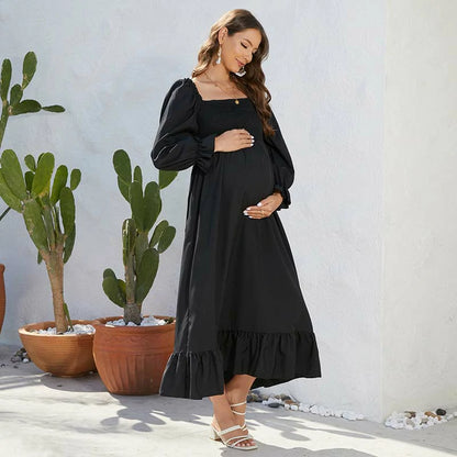 MATERNITY PUFF SLEEVES DRESS