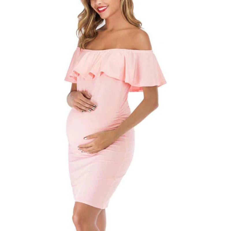 MATERNITY OFF-SHOULDER A-LINE DRESS