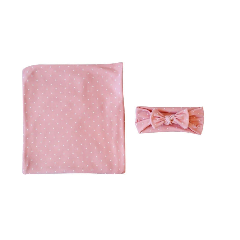 Newborn Swaddle Blanket Headband Set