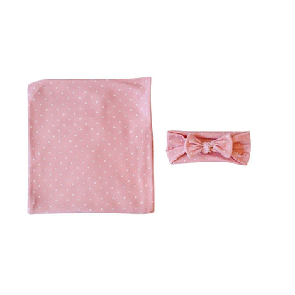 Newborn Swaddle Blanket Headband Set