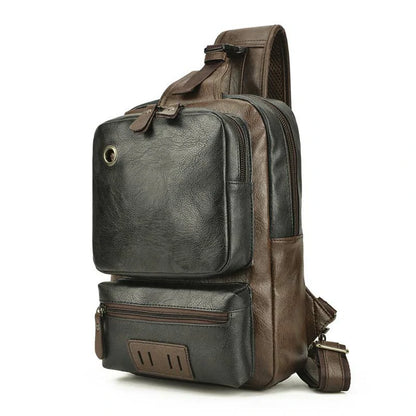 Retro PU leather sling backpack