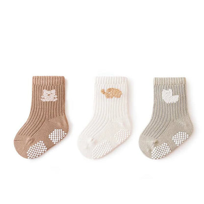 3 Pairs Baby Non-slip Indoor Walking Socks