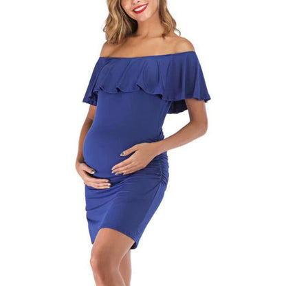 MATERNITY OFF-SHOULDER A-LINE DRESS