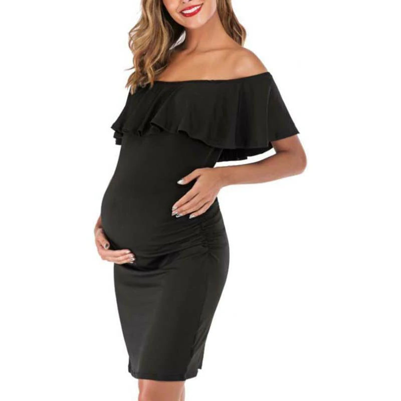 MATERNITY OFF-SHOULDER A-LINE DRESS