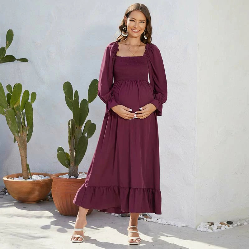 MATERNITY PUFF SLEEVES DRESS