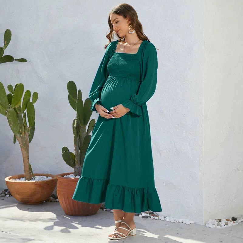 MATERNITY PUFF SLEEVES DRESS