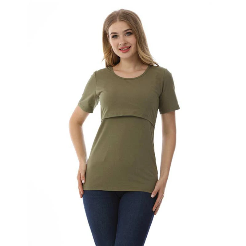 Maternity Short Sleeve Nursing T-Shirt