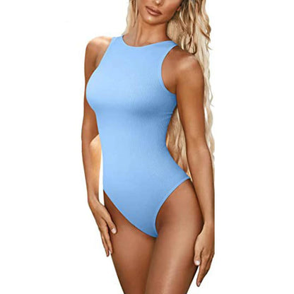 One Piece Sleeveless Halter Neck Bodysuits