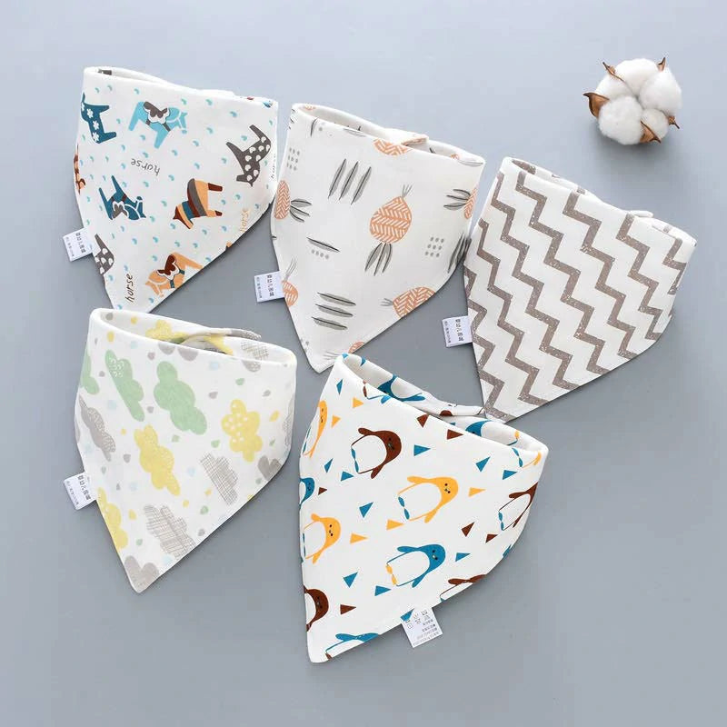 5Pcs Organic Baby Bandana Drool Bibs