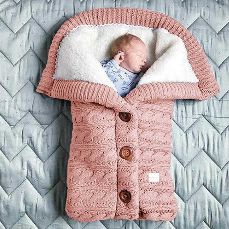 Baby Button Knitted Swaddle Blanket