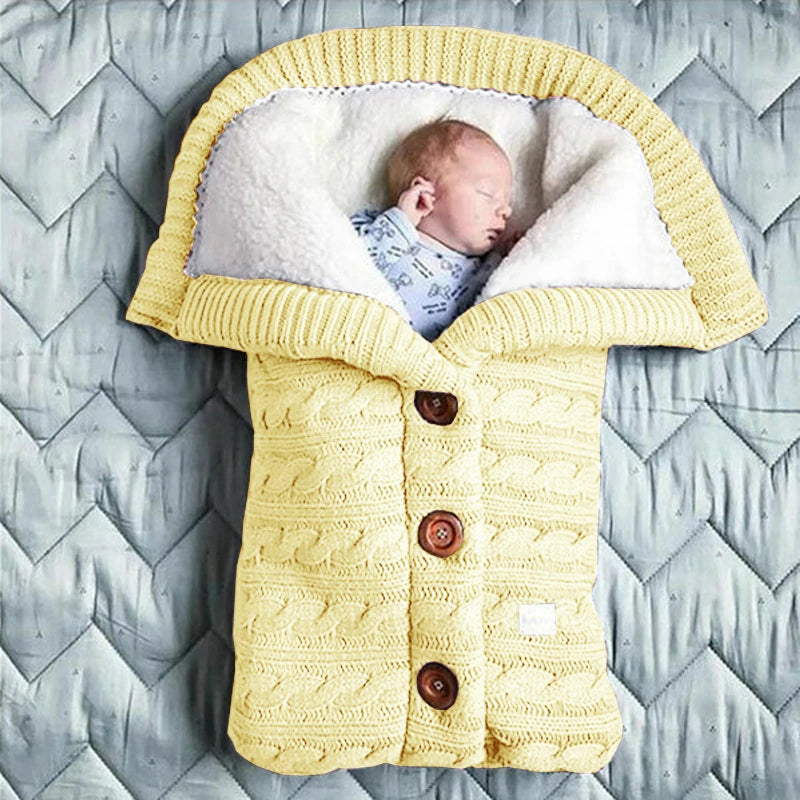 Baby Button Knitted Swaddle Blanket