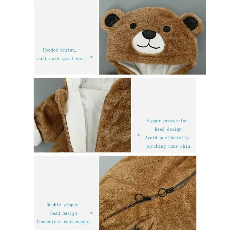 Cute Baby Bear Fleece Warm Bodysuit