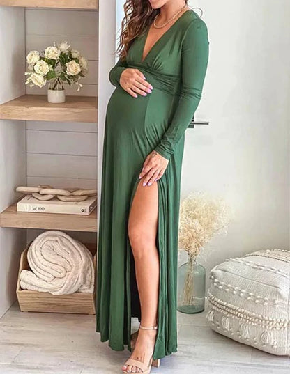 GREEN MATERNITY MAXI DRESS