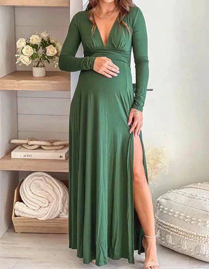 GREEN MATERNITY MAXI DRESS