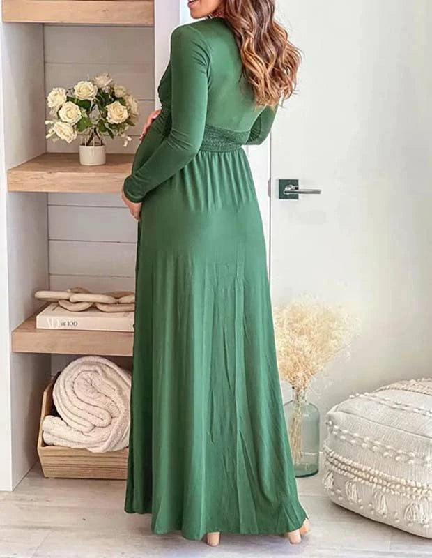 GREEN MATERNITY MAXI DRESS